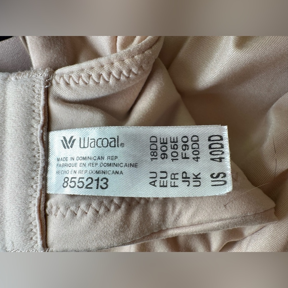 Wacoal bra 855213 nude beige neutral classic supportive plus-size lace sexy 40DD - Picture 7 of 9